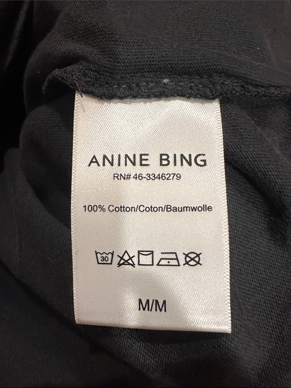 NWT Anine Bing - Lili Basic Bing Tee in Vintage Black Size M - Picture 10 of 10